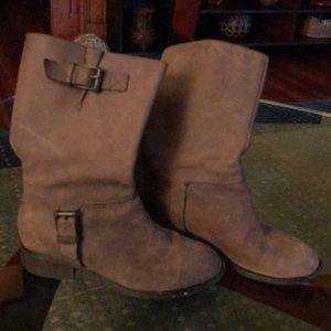 Taupe Cole Haan moto boots